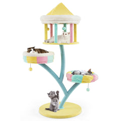 Multi-Layer Cat Tree with 2 Removable Perches Scratching Posts-Color - view 4