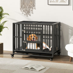 Foldable Heavy-Duty Metal Dog Cage Chew-proof Dog Crate with Lockable Universal - view 2