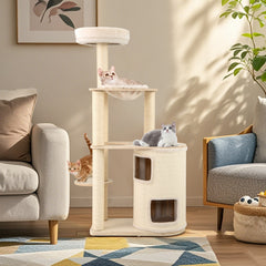 60 Inches Tall Cat Tree with 2-Story Condo and Sisal Scratching Posts - view 2