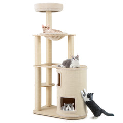 60 Inches Tall Cat Tree with 2-Story Condo and Sisal Scratching Posts - view 4