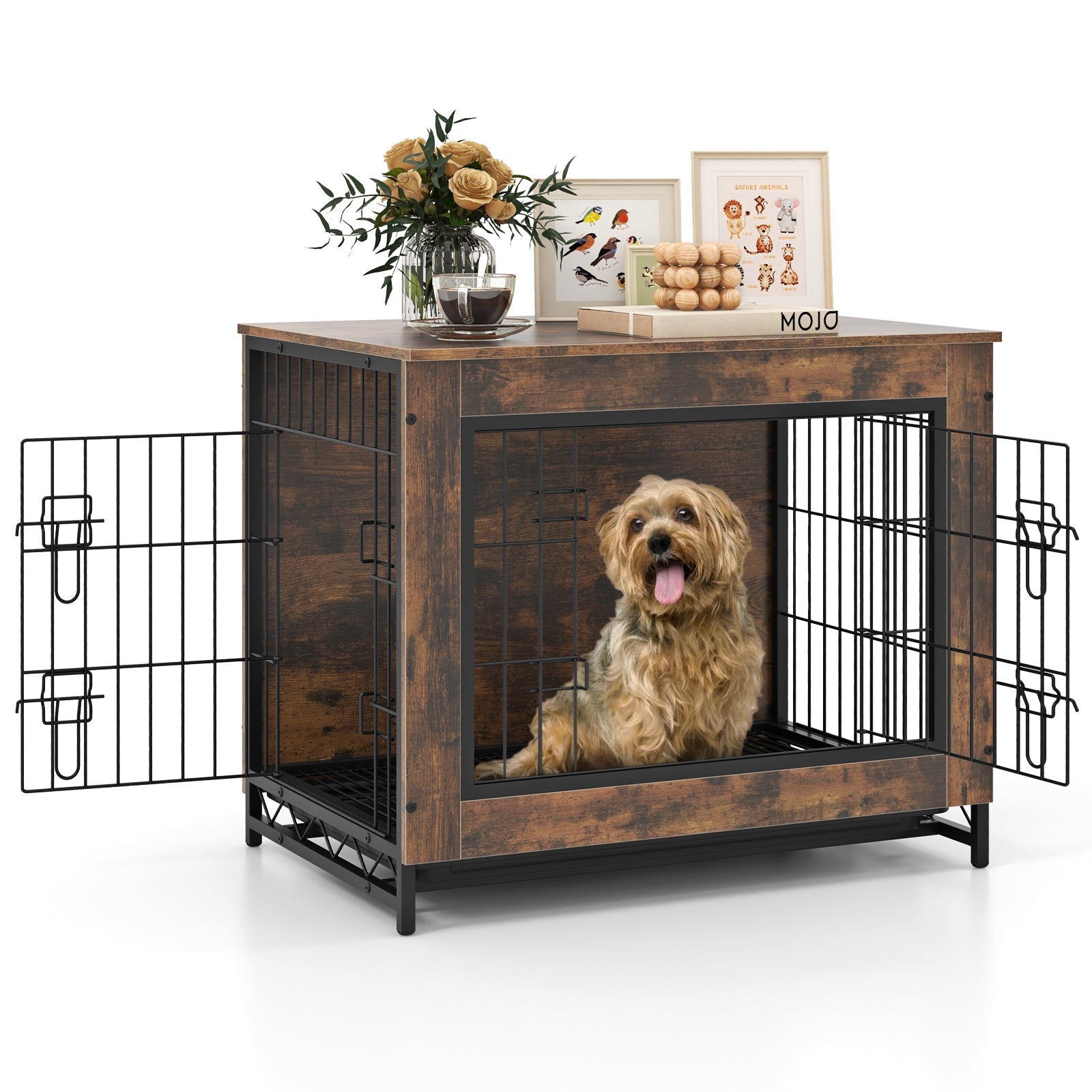 Dog Crate Furniture with Double Lockable Doors and Removable Pull-out Tray Dog - view 4