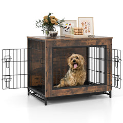 Dog Crate Furniture with Double Lockable Doors and Removable Pull-out Tray Dog - view 4