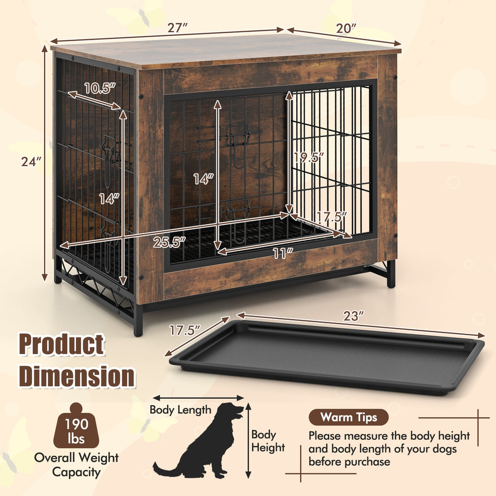 Dog Crate Furniture with Double Lockable Doors and Removable Pull-out Tray Dog - view 5