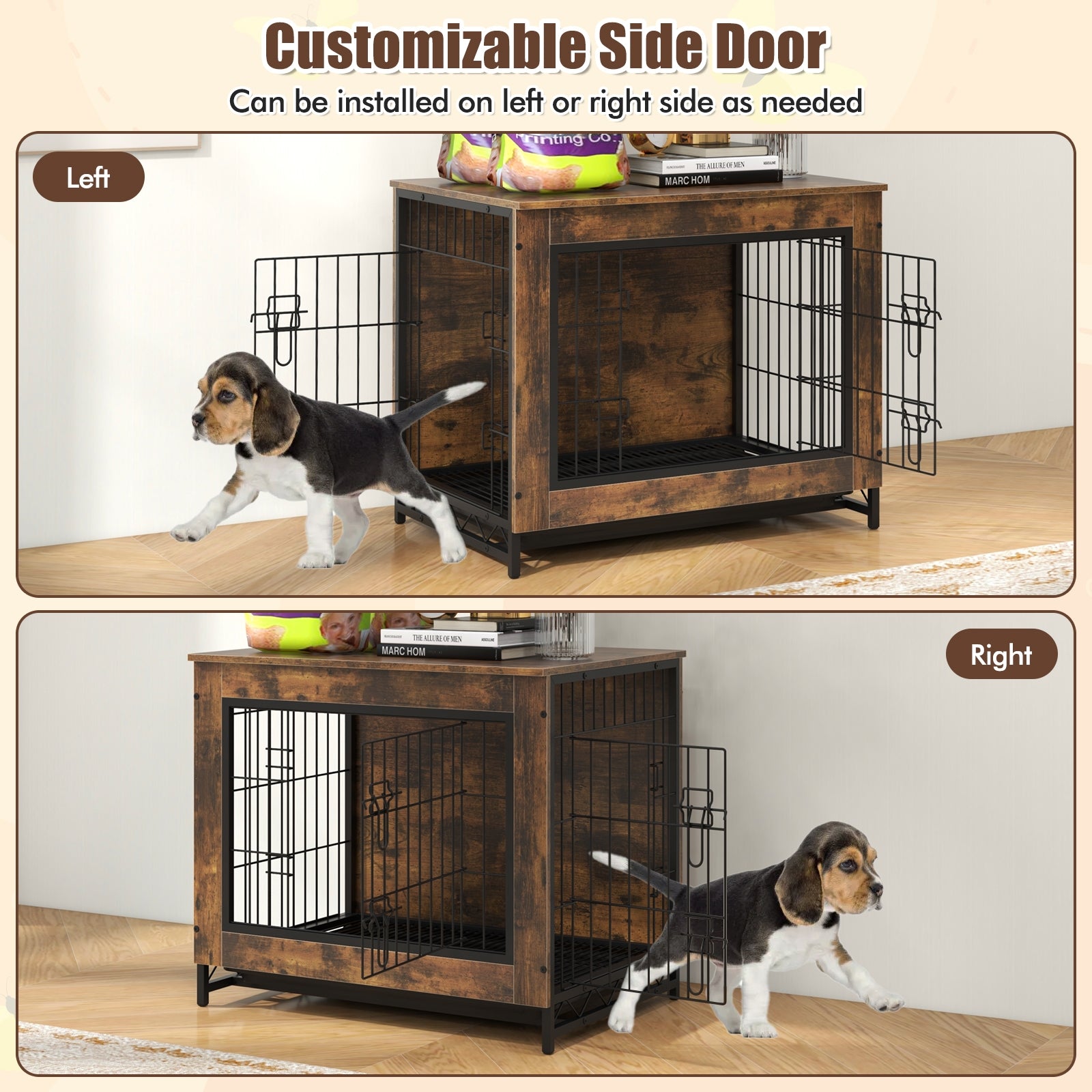 Dog Crate Furniture with Double Lockable Doors and Removable Pull-out Tray Dog - view 8