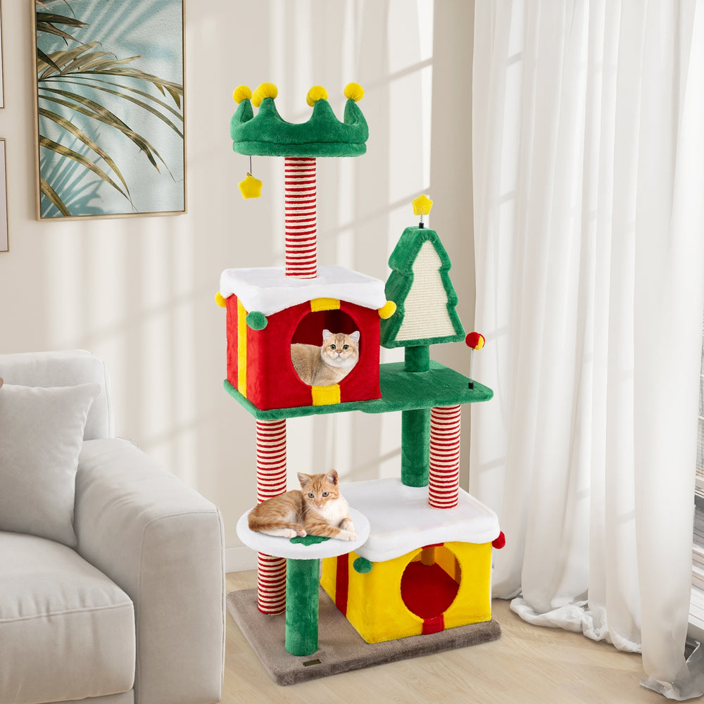 Cute Christmas Cat Tree Cat Tower for Indoor Cats with Scratching Posts - view 3