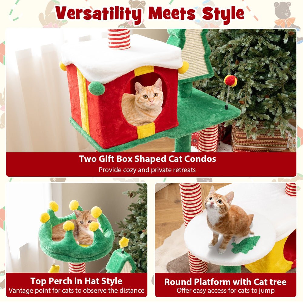 Cute Christmas Cat Tree Cat Tower for Indoor Cats with Scratching Posts - view 7
