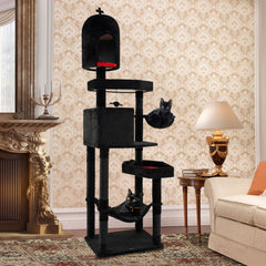 Gothic Cat Tree with 2 Cat Condos and Coffin Bed for Indoor Cats - view 3