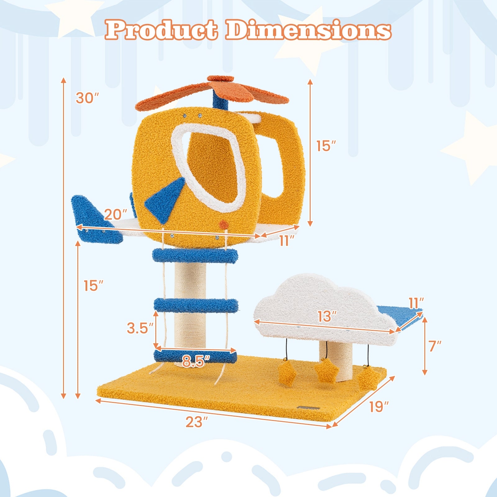 Indoor Small Aviation-themed Cat Tree Cat Tower with Helicopter Top Perch - view 5