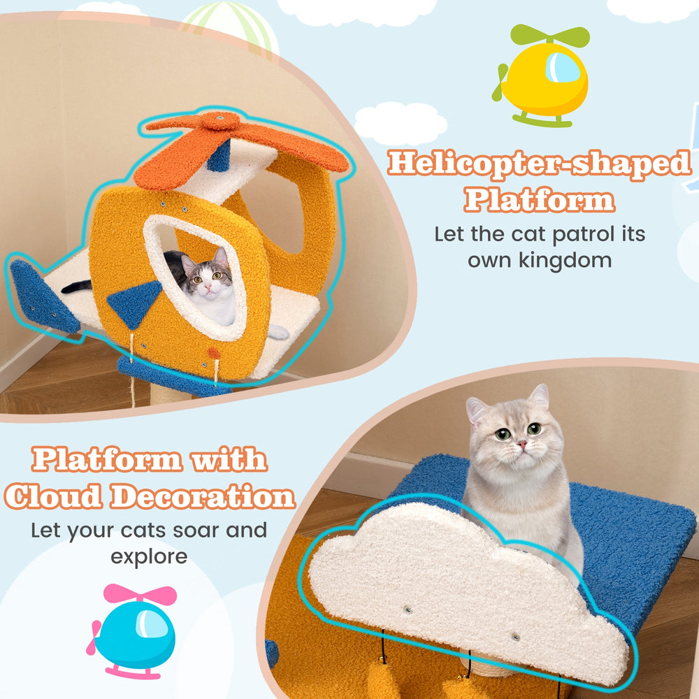 Indoor Small Aviation-themed Cat Tree Cat Tower with Helicopter Top Perch - view 8
