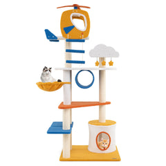 70 Inch Tall Aviation-themed Cat Tree with Helicopter Top Perch and Platforms