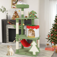 Cute Christmas Cat Tree with Sisal Scratching Posts and Gift Box Shaped Condo - view 3