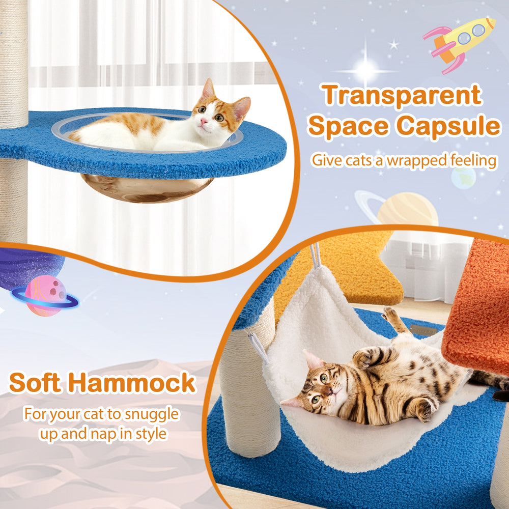 49 Inches Tall Cat Tree with UFO Top Perch Space Capsule and Sisal Scratching - view 7
