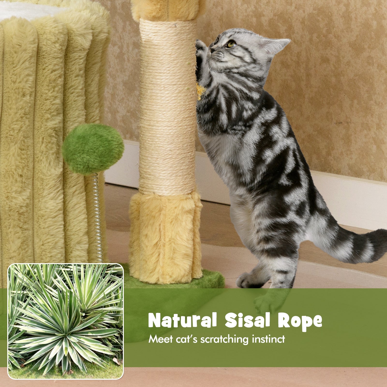 Cute Cat Tree with Sisal Scratching Posts and Dangling Ball - view 7