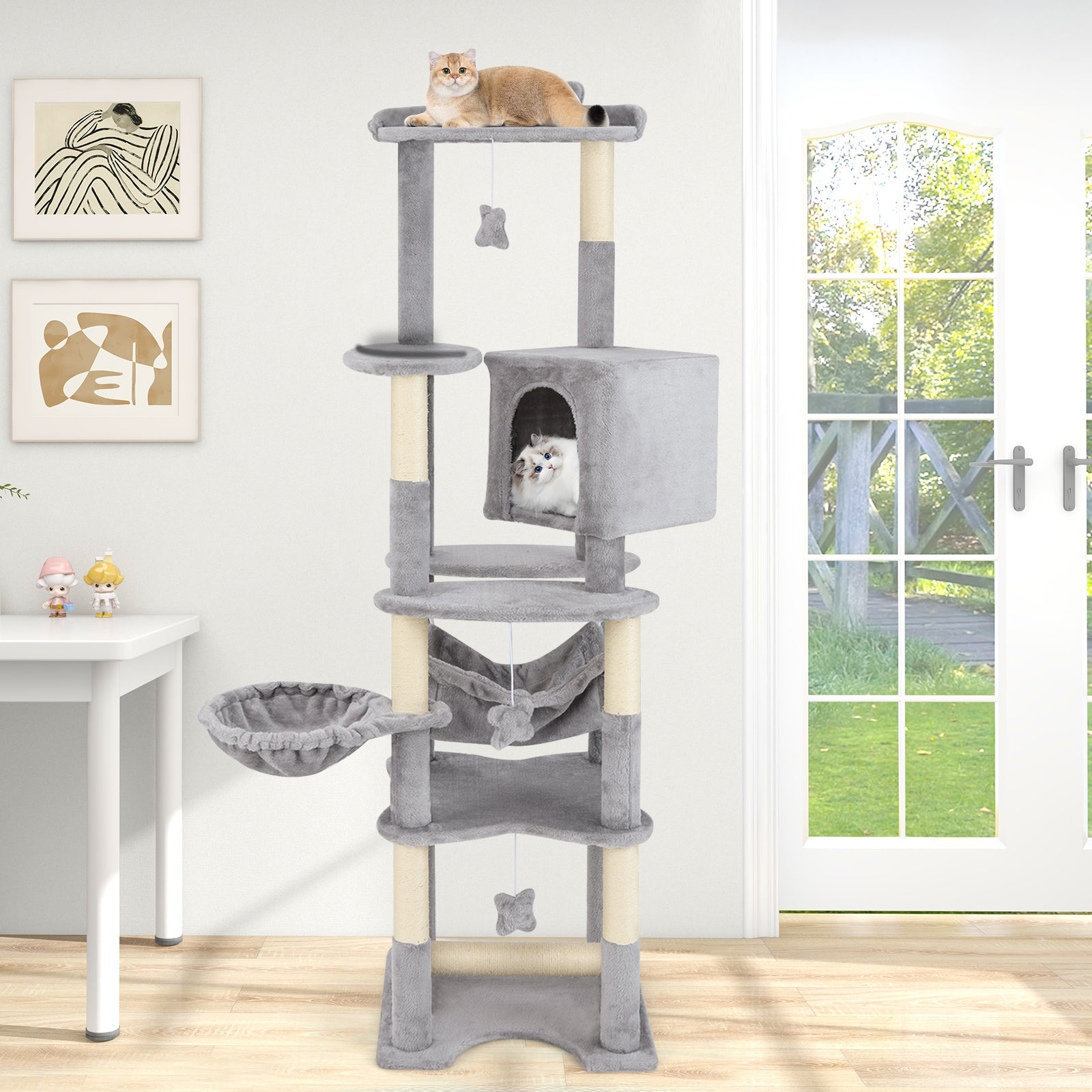 69 Inch Multi-level Cat Tree with Top Perch and Cozy Condo - view 3