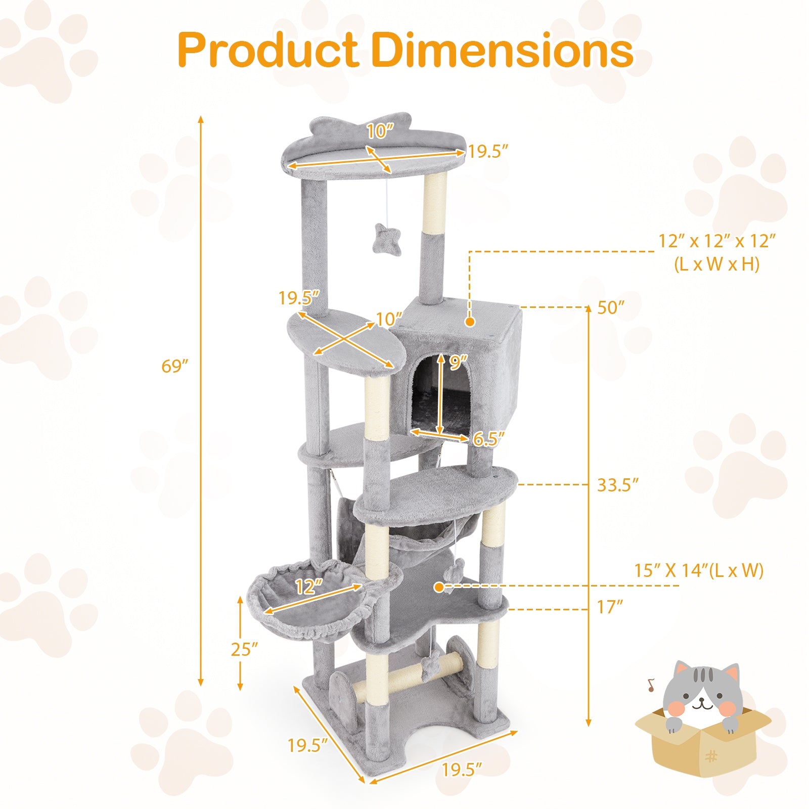 69 Inch Multi-level Cat Tree with Top Perch and Cozy Condo - view 5