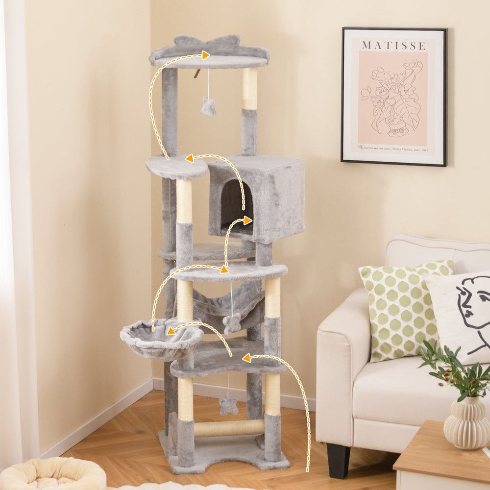69 Inch Multi-level Cat Tree with Top Perch and Cozy Condo - view 6