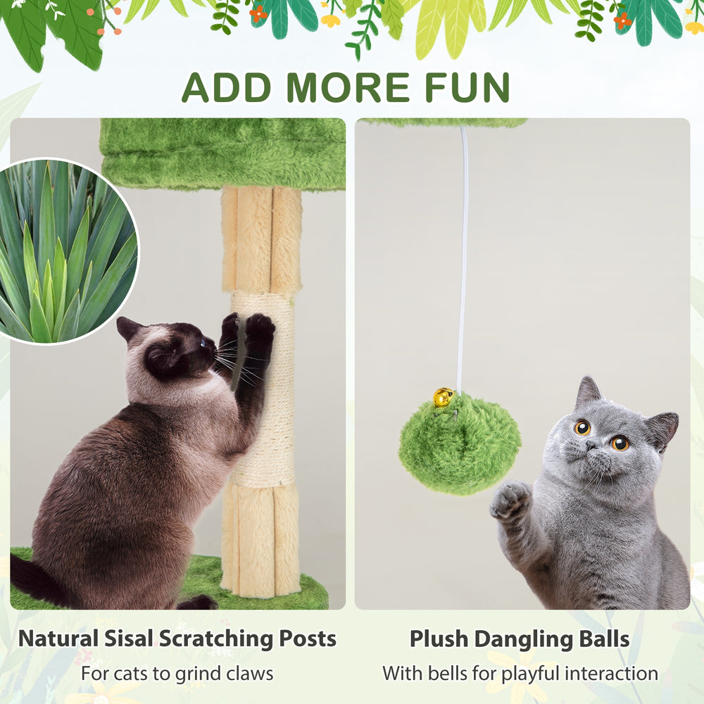 63 Inch Multi-Level Aesthetic Stripped Kitten Tower with 2 Condos Cat Tree - view 8
