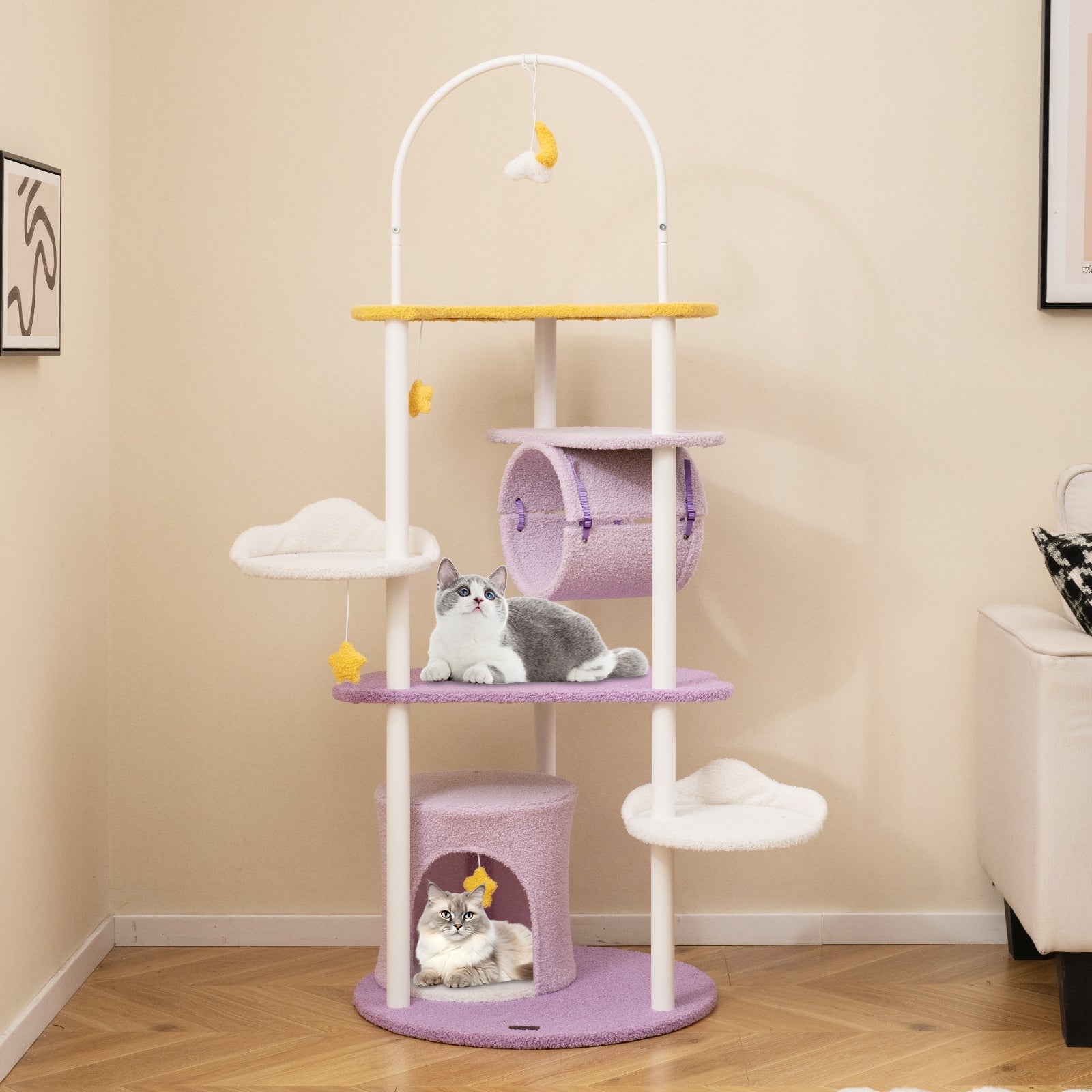 62 Inches Large Cat Tower with Metal Frame and Jumping Platforms Cat Tree - view 3