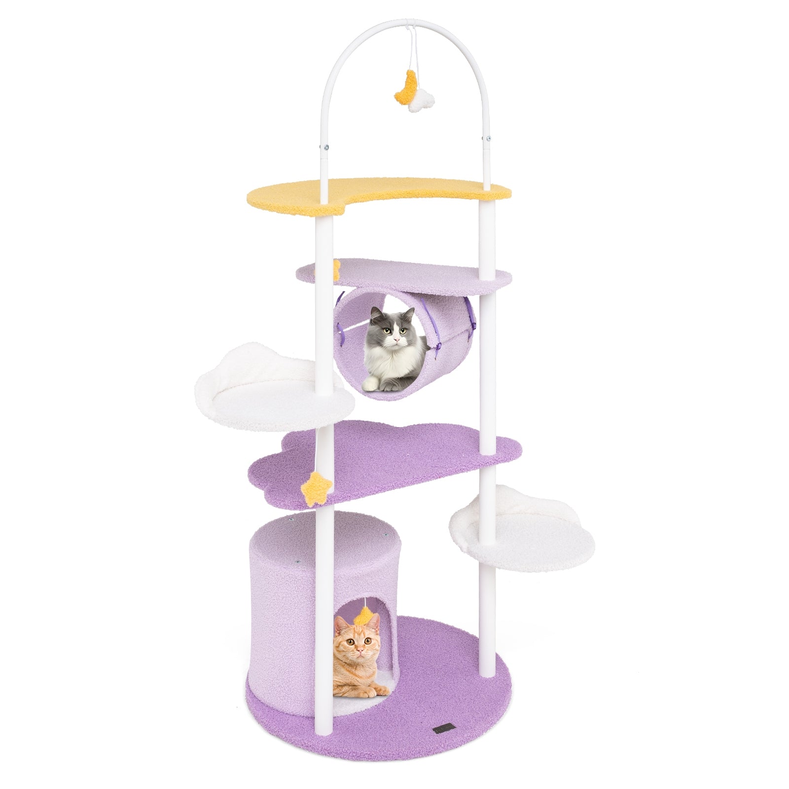 62 Inches Large Cat Tower with Metal Frame and Jumping Platforms Cat Tree