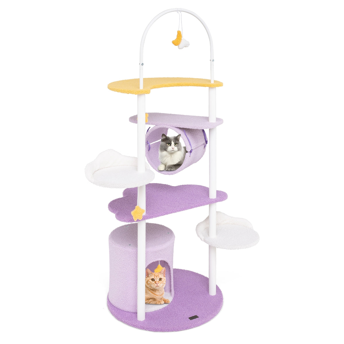 62 Inches Large Cat Tower with Metal Frame and Jumping Platforms Cat Tree