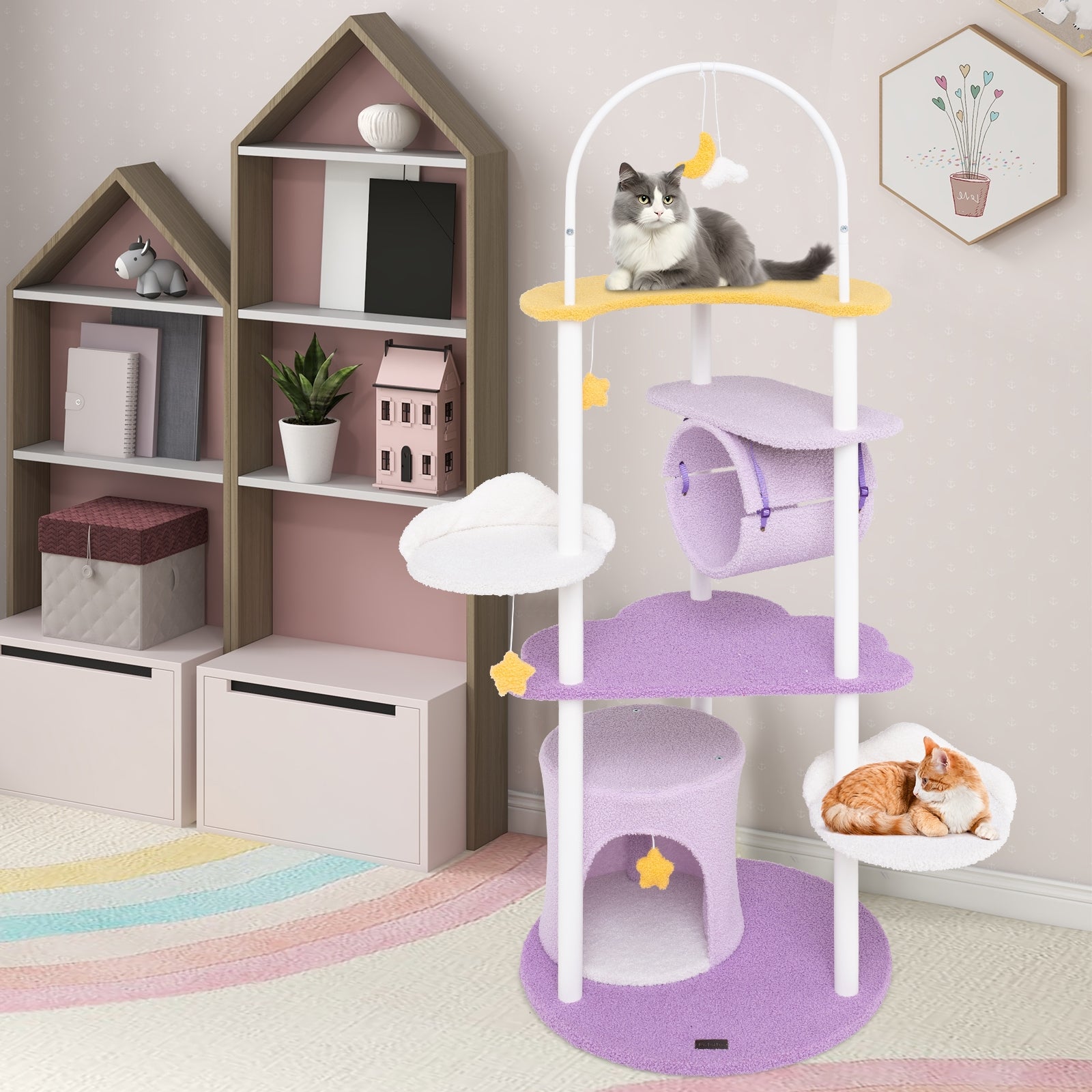 62 Inches Large Cat Tower with Metal Frame and Jumping Platforms Cat Tree - view 6