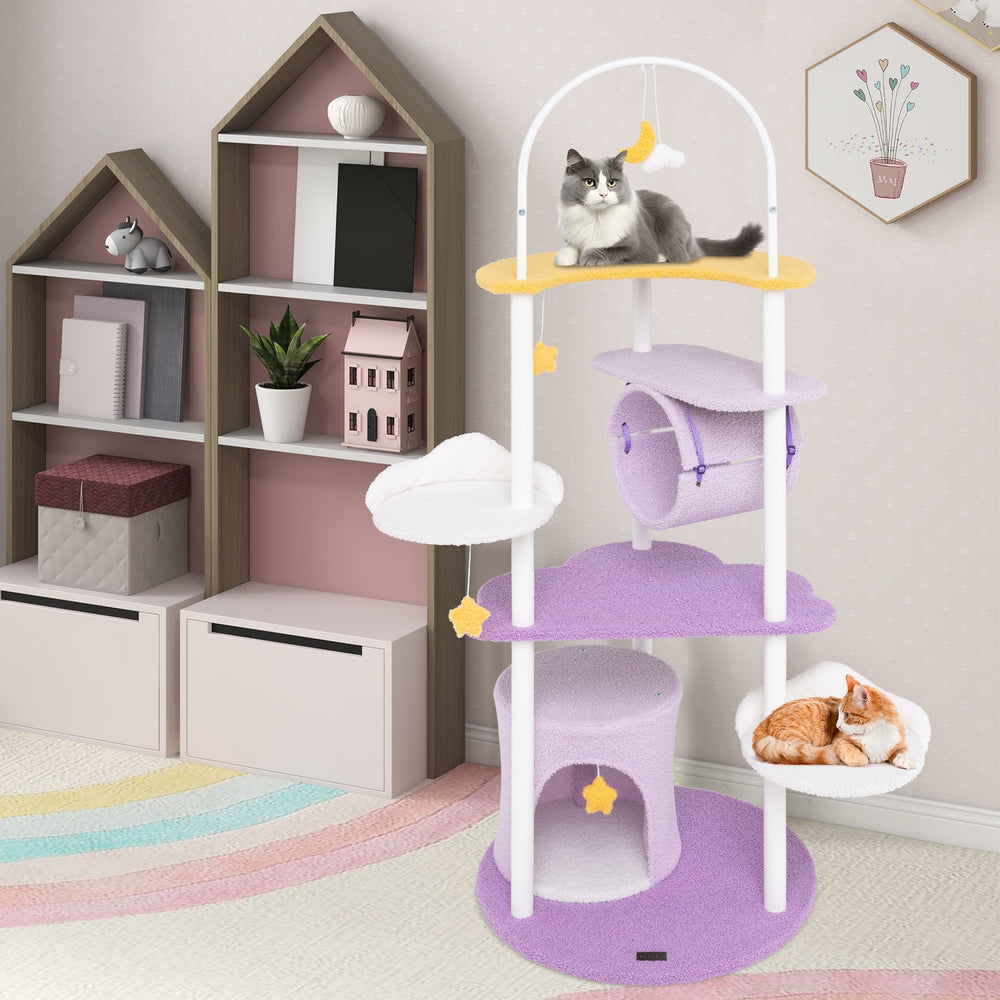 62 Inches Large Cat Tower with Metal Frame and Jumping Platforms Cat Tree - view 6