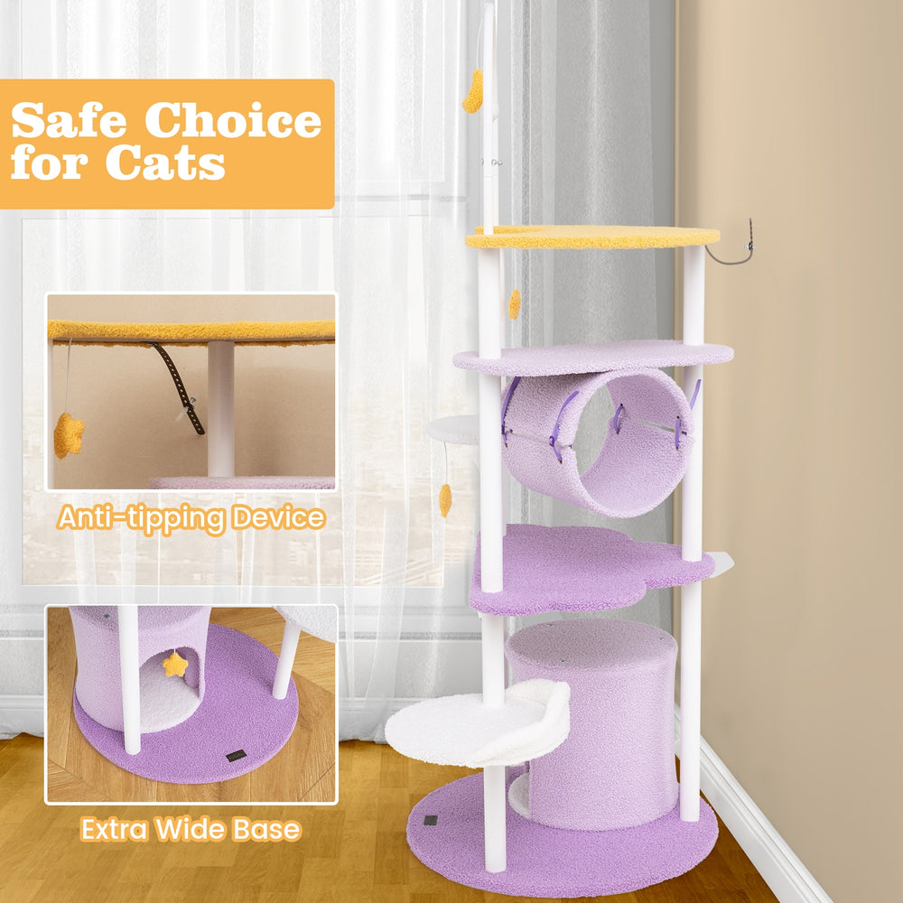 62 Inches Large Cat Tower with Metal Frame and Jumping Platforms Cat Tree - view 7