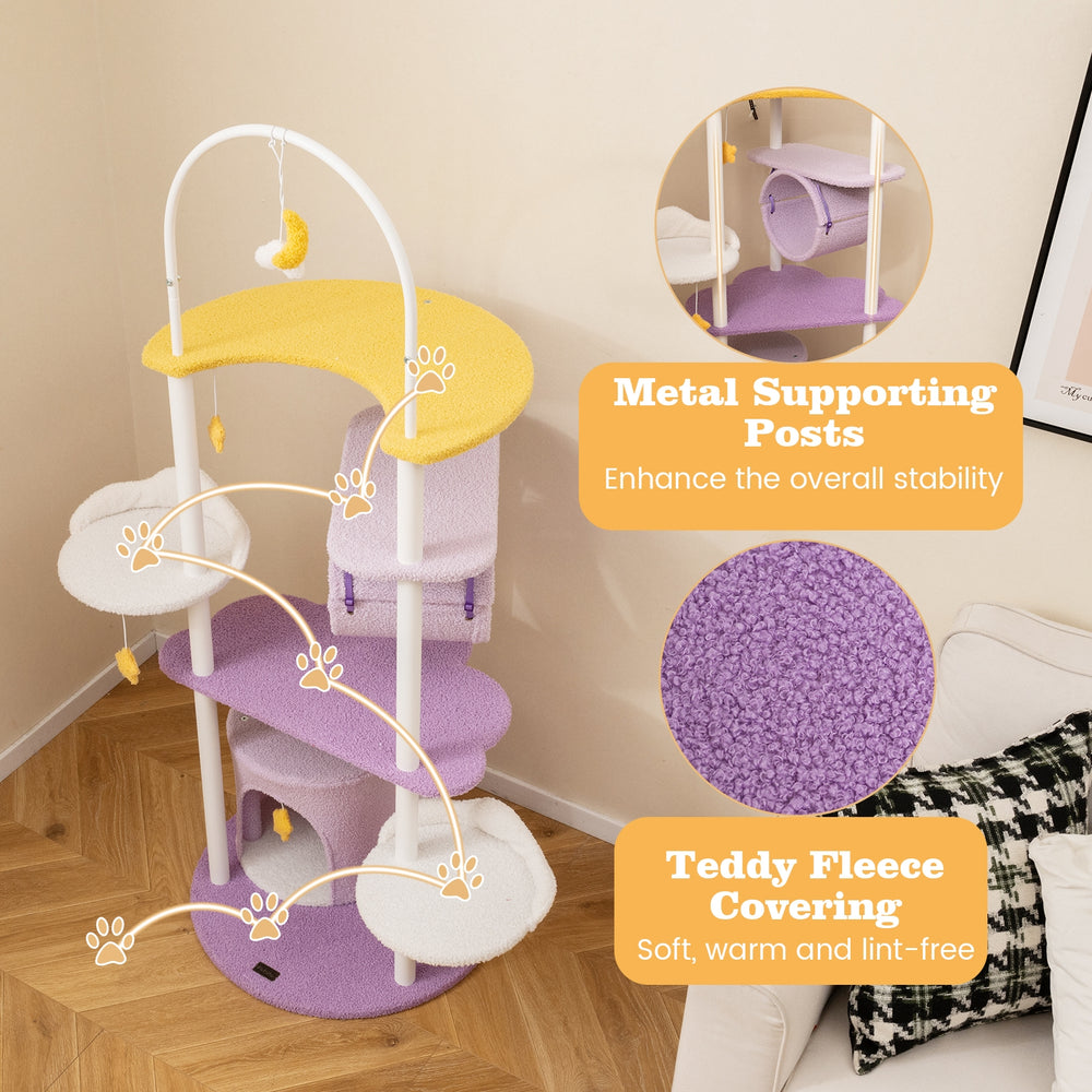 62 Inches Large Cat Tower with Metal Frame and Jumping Platforms Cat Tree - view 8