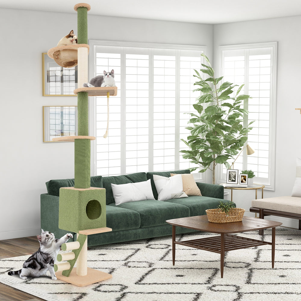 Floor to Ceiling Cat Tree with 86-99.5 Inch Adjustable Height and Extra Post - view 2