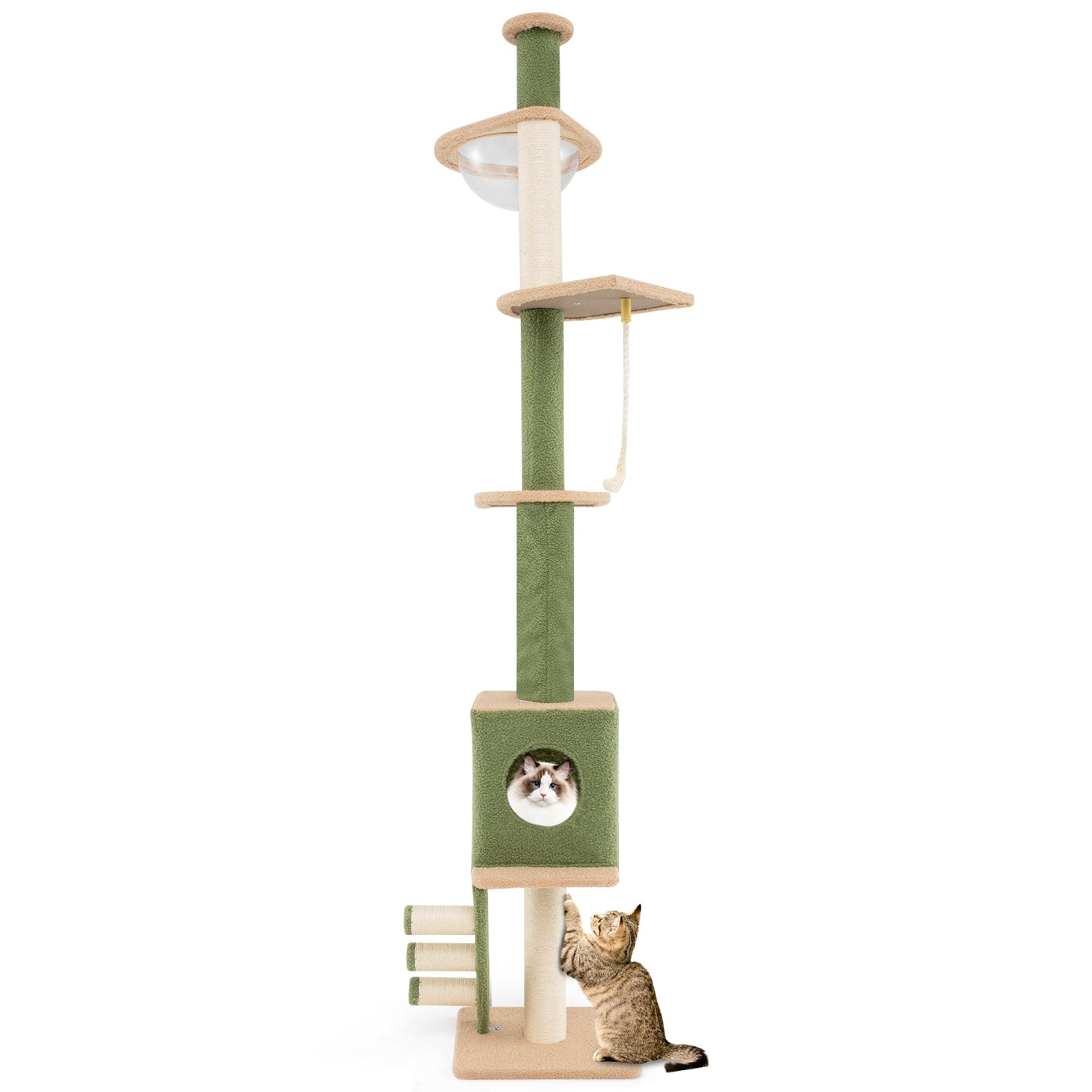 Floor to Ceiling Cat Tree with 86-99.5 Inch Adjustable Height and Extra Post - view 3