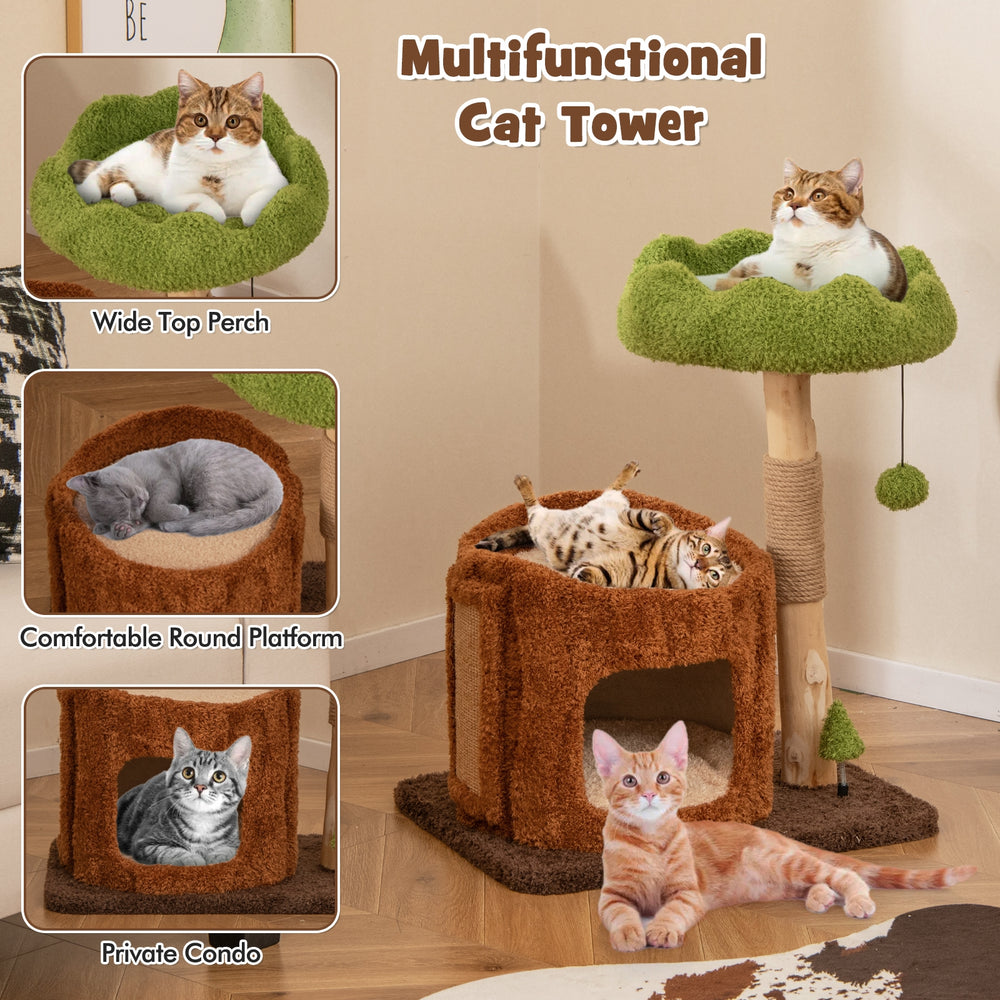Multifunctional Cat Tree Cat Tower with Scratching Posts and Top Perch - view 6