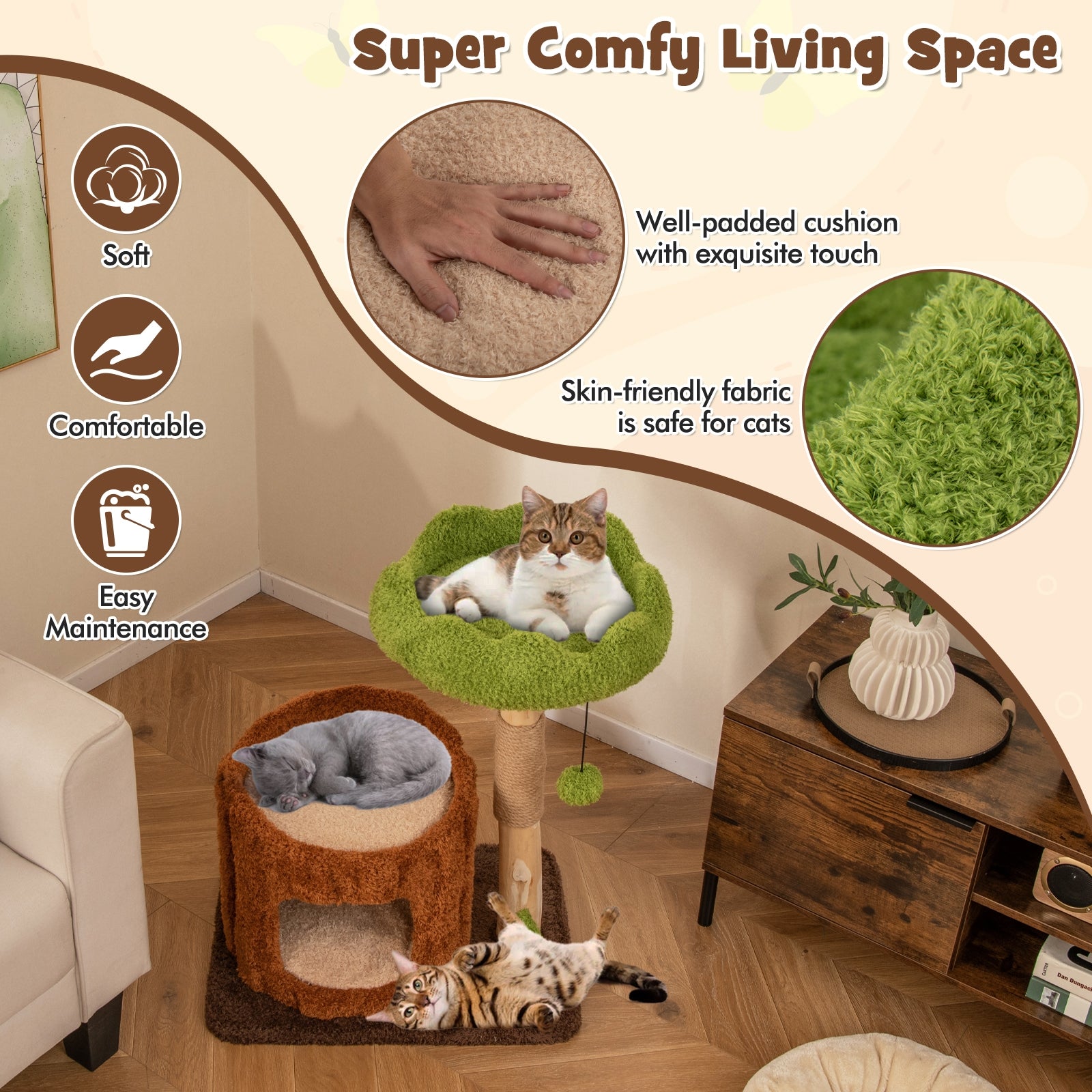 Multifunctional Cat Tree Cat Tower with Scratching Posts and Top Perch - view 8