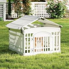 6-Panel Plastic Dog Playpen 24 Inch Indoor Outdoor Pet Fence with Locking Door - view 2