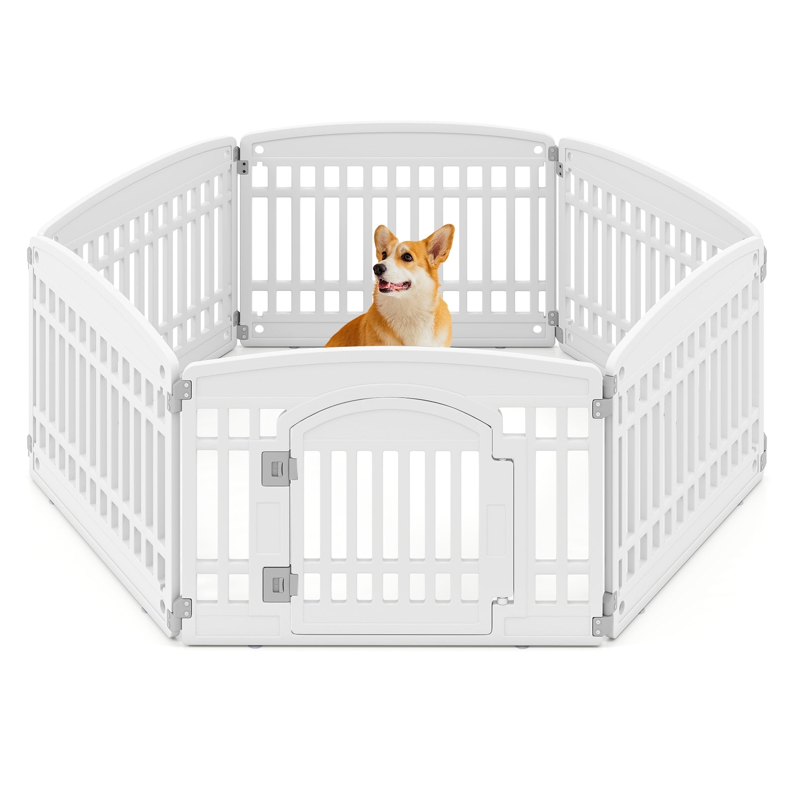 6-Panel Plastic Dog Playpen 24 Inch Indoor Outdoor Pet Fence with Locking Door - view 4