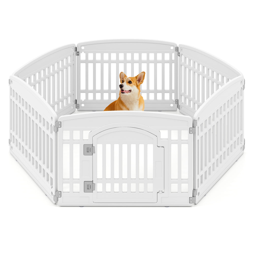 6-Panel Plastic Dog Playpen 24 Inch Indoor Outdoor Pet Fence with Locking Door - view 4