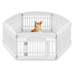 6-Panel Plastic Dog Playpen 24 Inch Indoor Outdoor Pet Fence with Locking Door - view 4