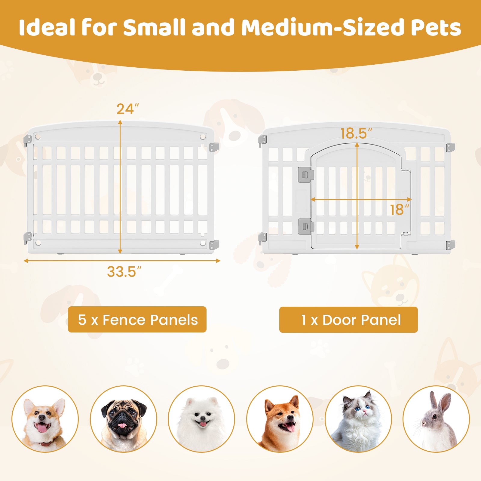 6-Panel Plastic Dog Playpen 24 Inch Indoor Outdoor Pet Fence with Locking Door - view 5