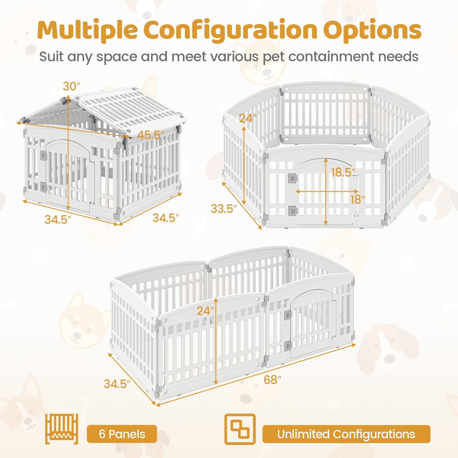 6-Panel Plastic Dog Playpen 24 Inch Indoor Outdoor Pet Fence with Locking Door - view 6