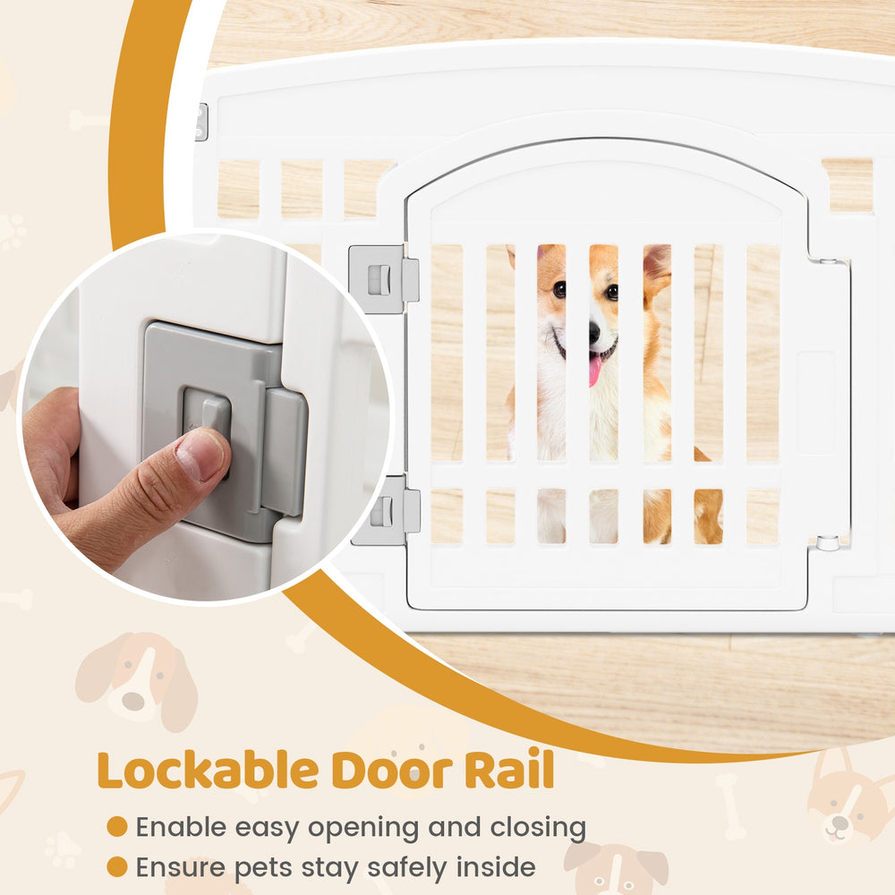6-Panel Plastic Dog Playpen 24 Inch Indoor Outdoor Pet Fence with Locking Door - view 7