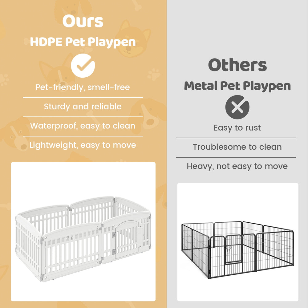 6-Panel Plastic Dog Playpen 24 Inch Indoor Outdoor Pet Fence with Locking Door - view 8