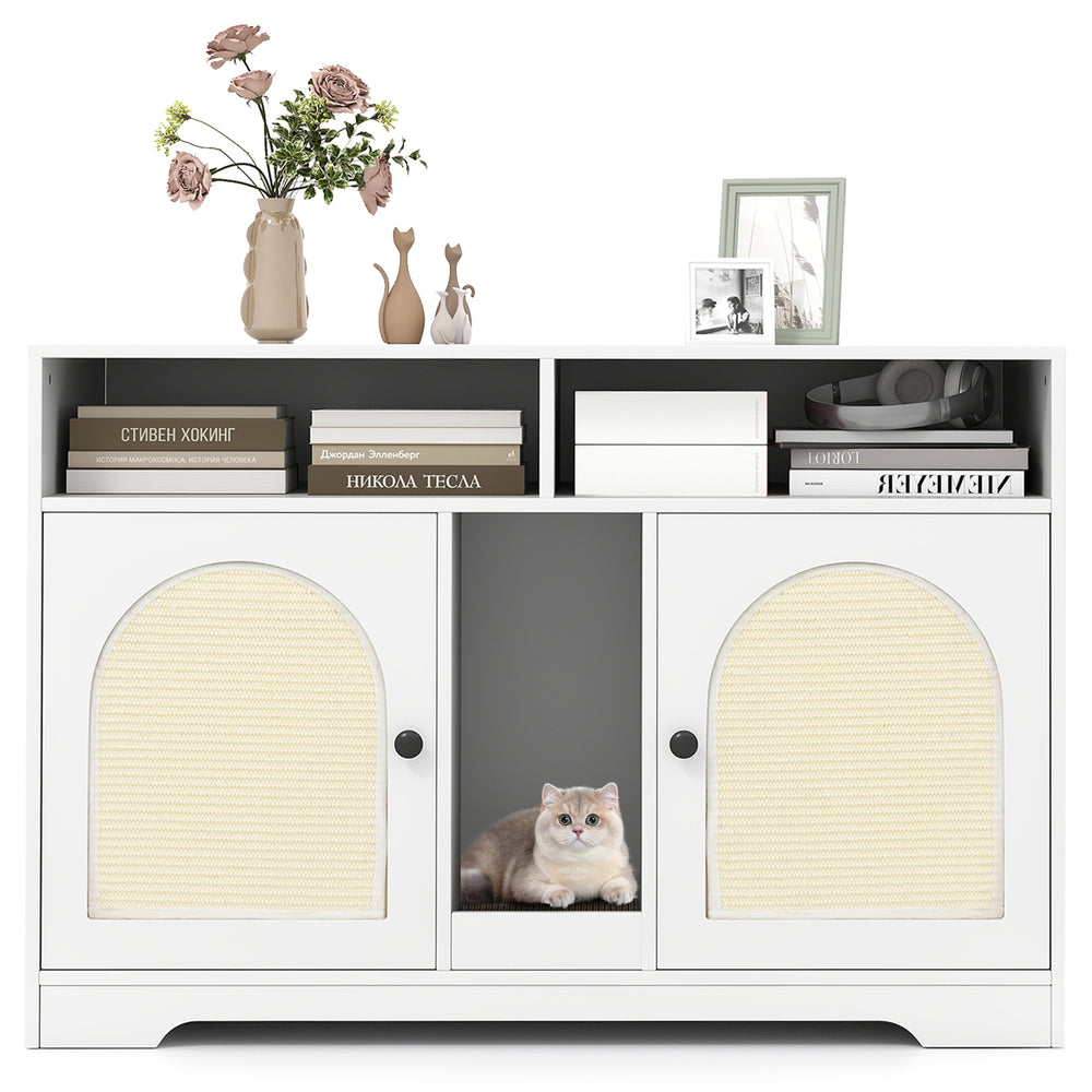 43 Inches Cat Litter Box Enclosure with Storage and Double Rooms Cat House - view 4