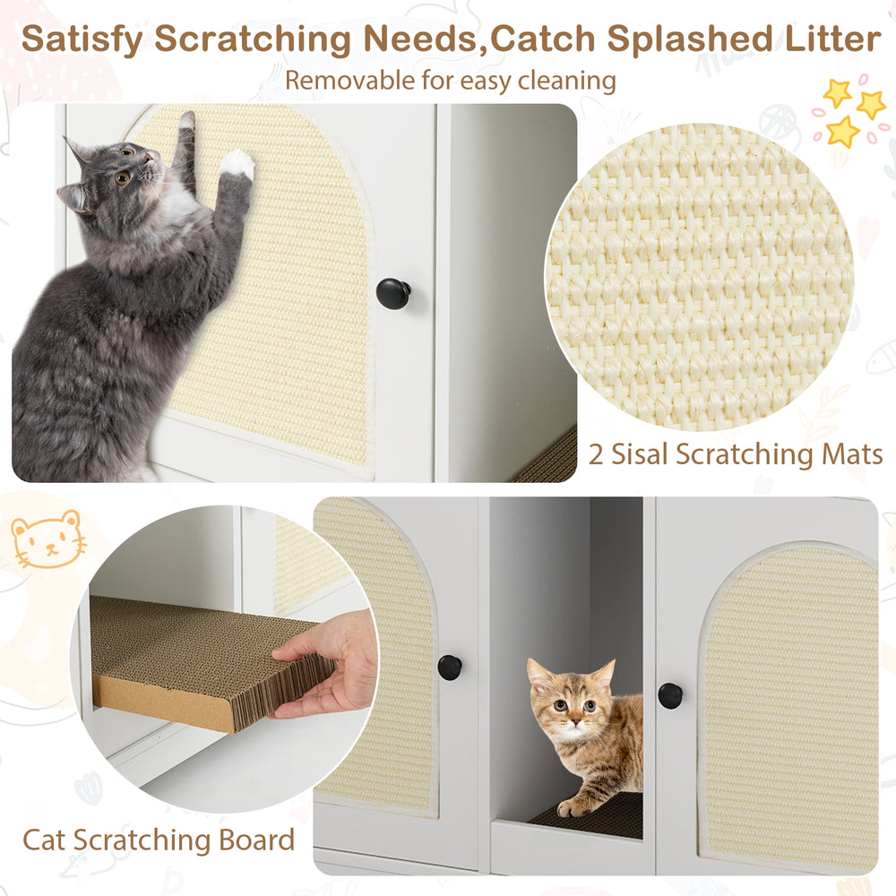 43 Inches Cat Litter Box Enclosure with Storage and Double Rooms Cat House - view 8