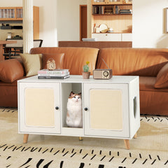 43 Inches Cat Litter Box Enclosure with Double Rooms and 2 Sisal Scratching - view 2