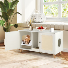 43 Inches Cat Litter Box Enclosure with Double Rooms and 2 Sisal Scratching - view 3