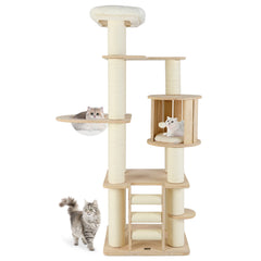 71 Inch Tall Cat Tree Wooden Cat Tower with Cozy Perch Condo Space Capsule - view 4