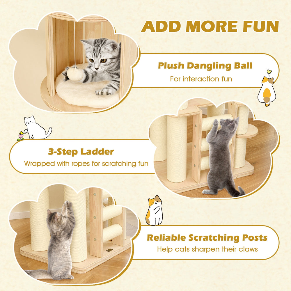 71 Inch Tall Cat Tree Wooden Cat Tower with Cozy Perch Condo Space Capsule - view 8