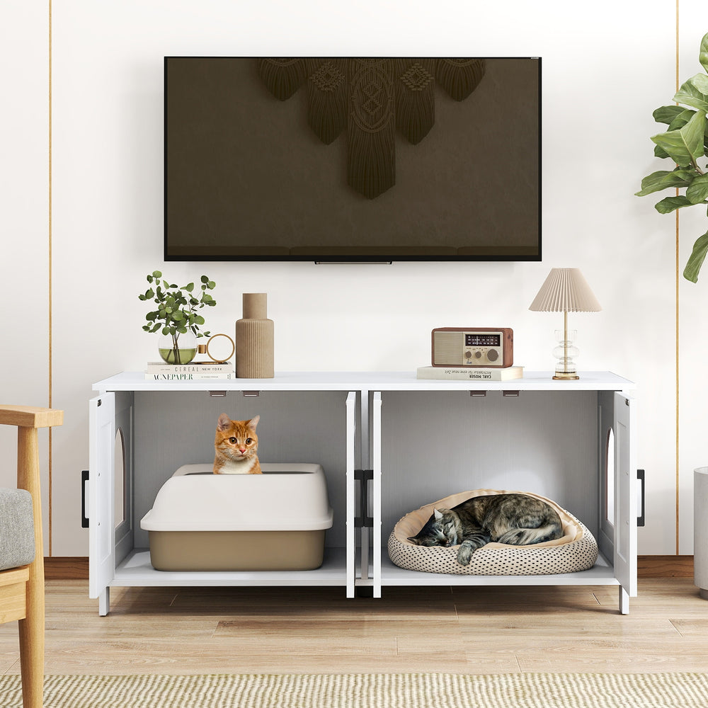 Cat Litter Box Enclosure for 2 Cats Modern Kitty Litter Box Furniture Hidden - view 3