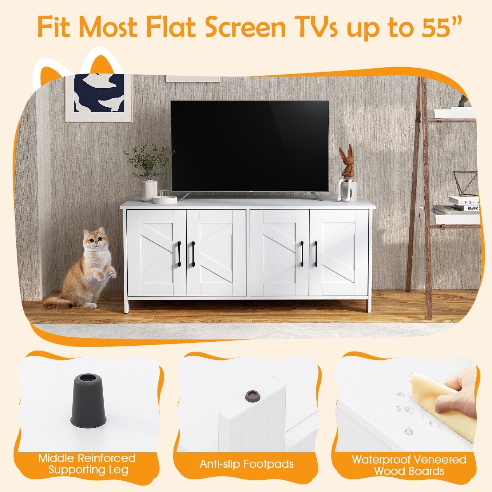 Cat Litter Box Enclosure for 2 Cats Modern Kitty Litter Box Furniture Hidden - view 8