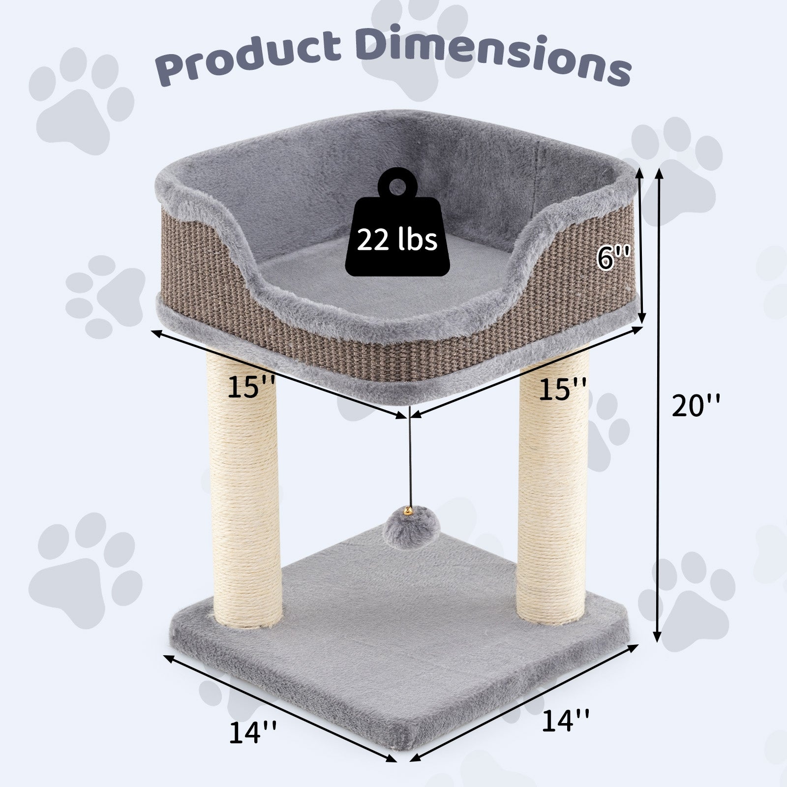 Small Cat Tree for Indoor Cats Kitty Tower with Comfy Plush Perch Sisal - view 4