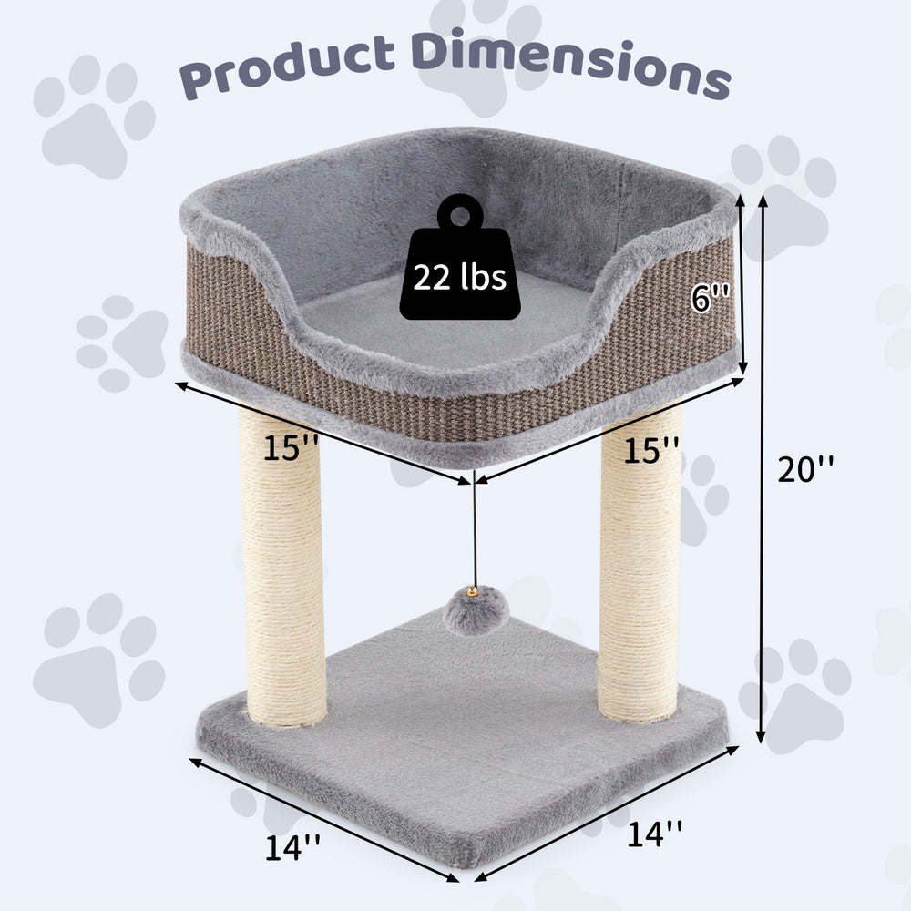 Small Cat Tree for Indoor Cats Kitty Tower with Comfy Plush Perch Sisal - view 4